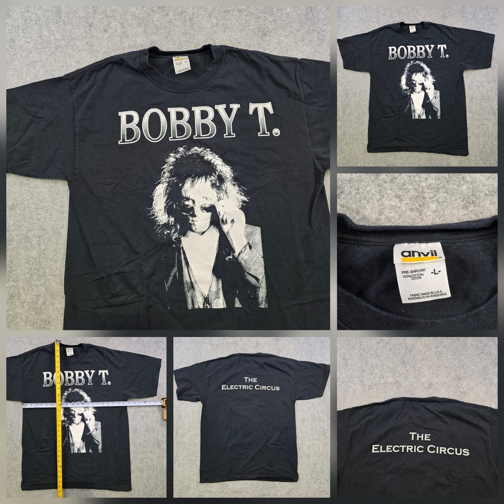 VTG Bobby T The Electric Circus T Shirt Mens Large Black Band Graphic Music Tee